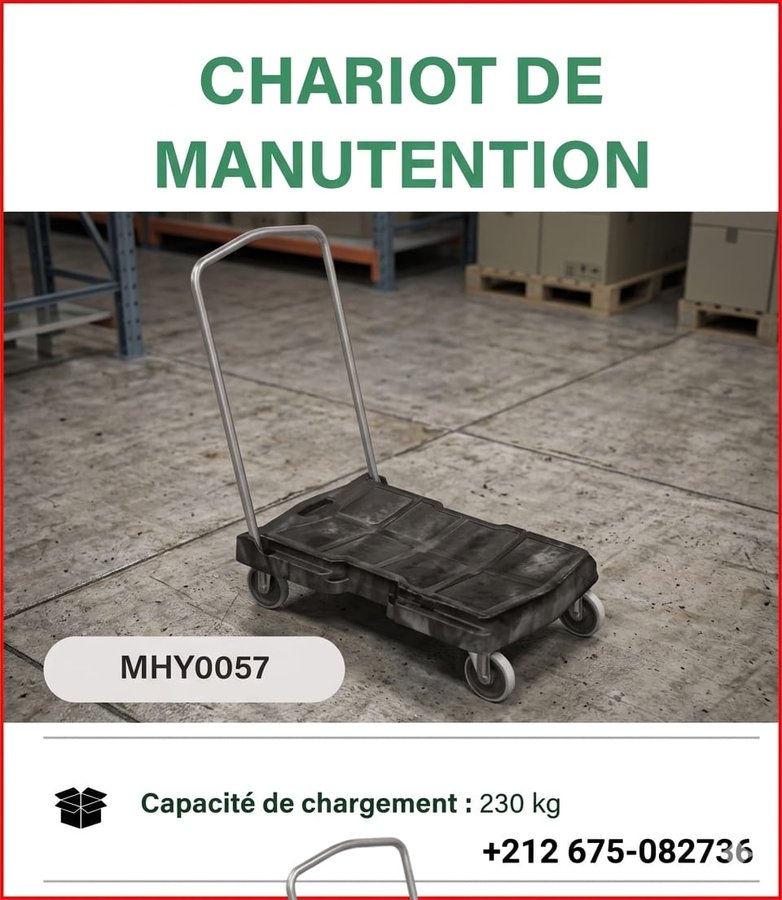 Chariot de manutention, charge 230 kg