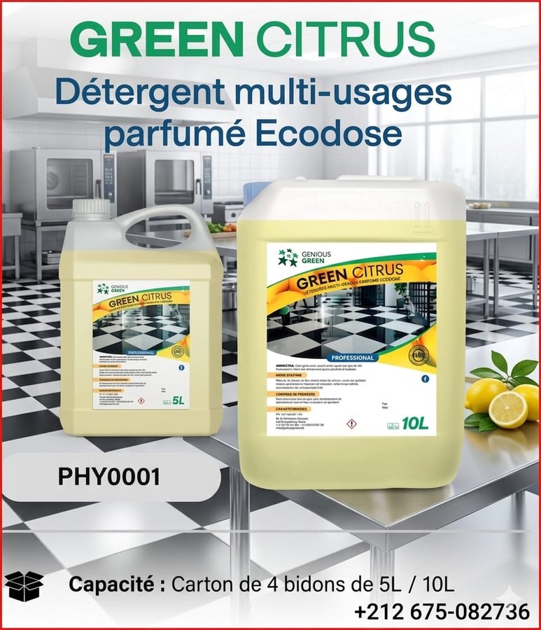 GREEN Citrus – détergent multi-usages parfumé Ecodose (réf PHY0001)