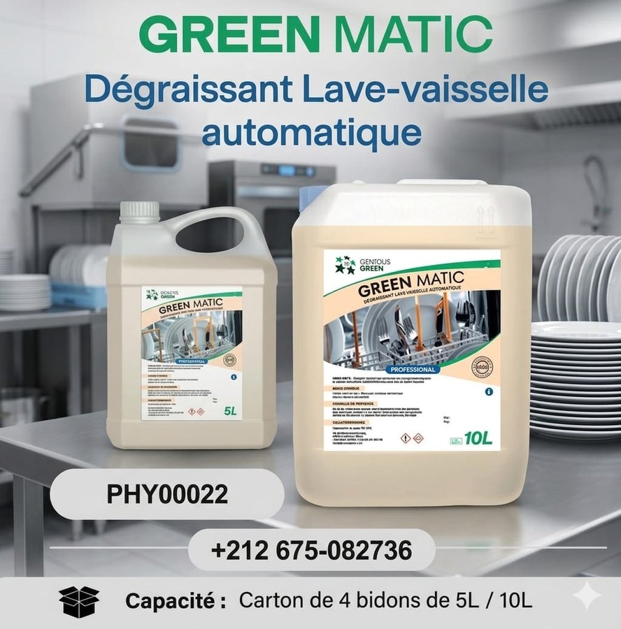 GREEN Matic – dégraissant lave-vaisselle professionnel (réf PHY0022)
