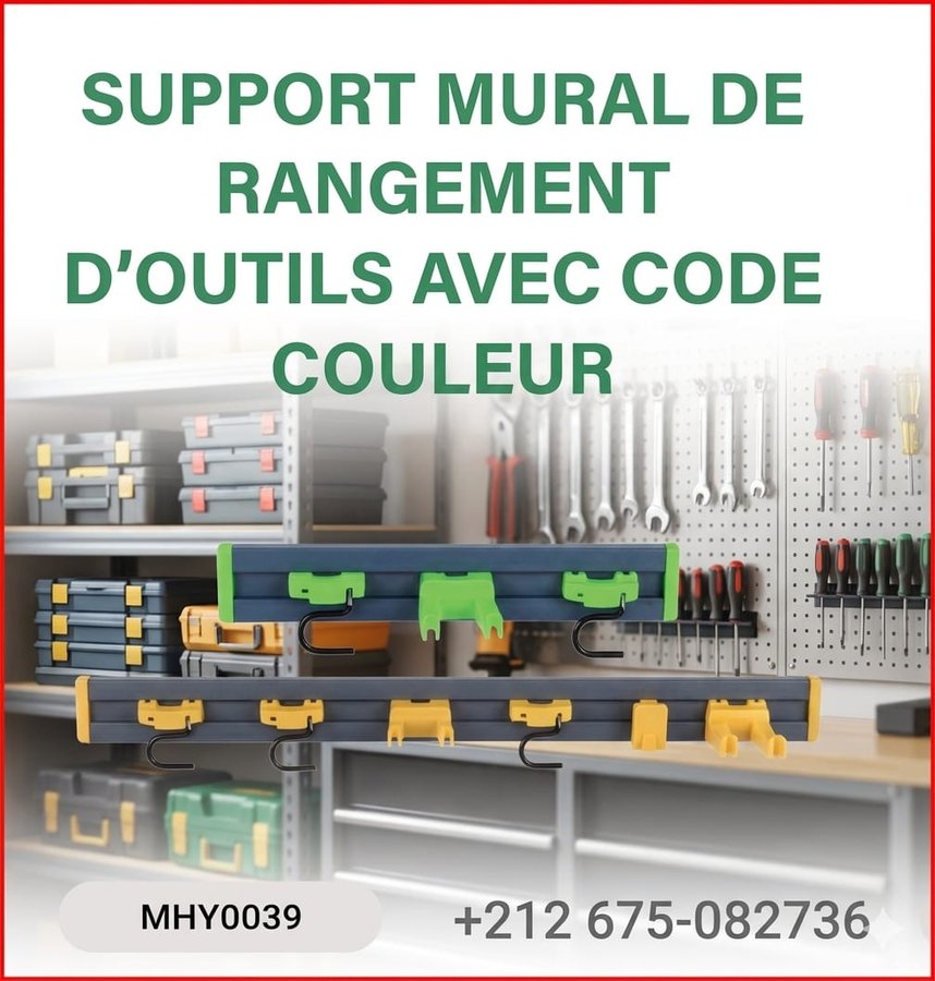 Support mural de rangement d'outils avec code couleur (réf MHY0039)